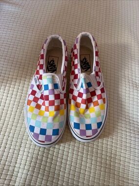 Vans Classic Slip-On Rainbow Checkerboard Shoes